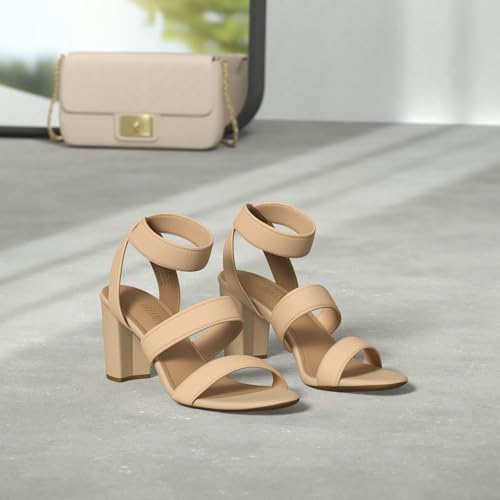 DREAM PAIRS Women's Open Toe High Chunky Elastic Strap Dress Heel Sandals2