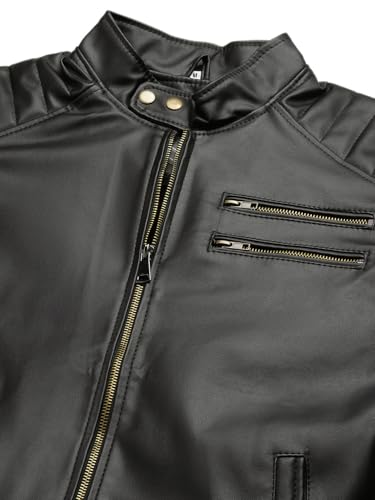 Image of Leather Retail cherry striped Faux Leather Jacket For Man