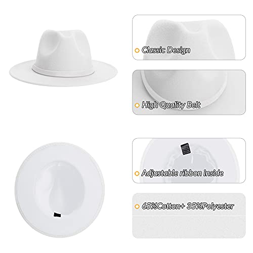 Image of KUJUHA Women Men Wide Brim Fedora Hat