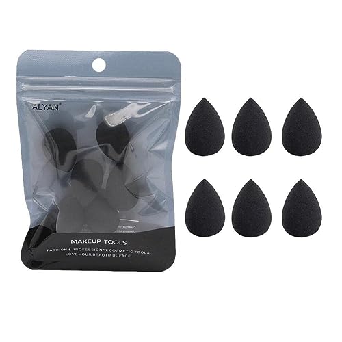 6PCS Black Mini Makeup Sponge Make up Sponges for Foundation Black Small Beauty Sponge Blender Set for Foundation Makeup Sponges Concealer Highlight and Eye Shadow Makeup Blenders and Sponges