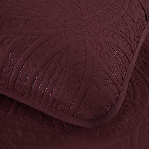 Chezmoi Collection Liam Burgundy Queen Size Comforter Set - 7 Pieces Coin Pattern Bed In A Bag With Comforter, Bed Sheets, Pillowcases, & Shams Bedding Set #TOP2