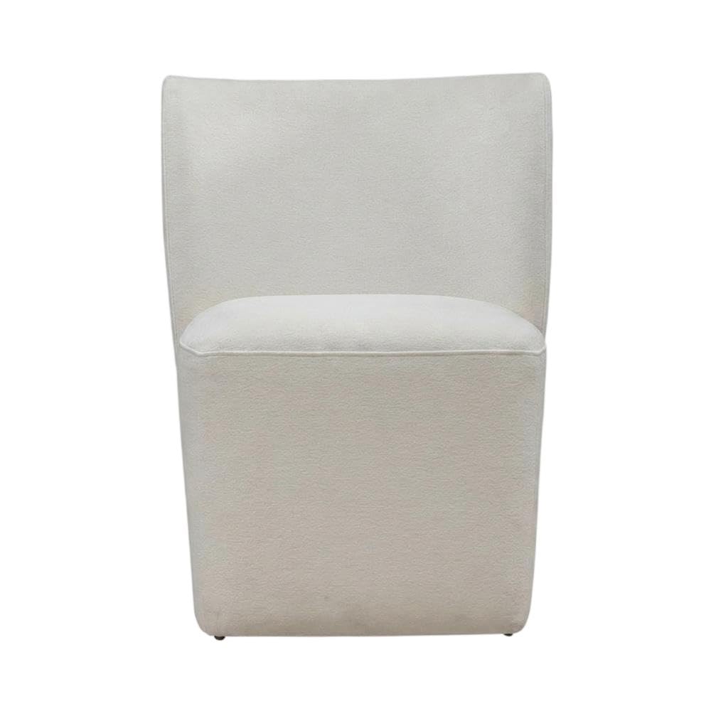 Solid Wood Upholstered Dining Chair with Castors by Starlight Canyon Home – Solid Hardwood,Plywood, White