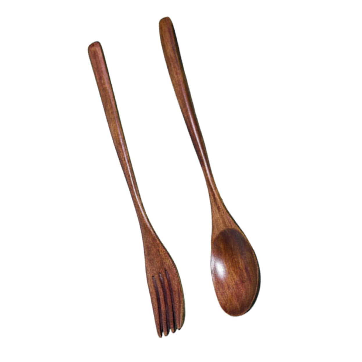 KICHOUSE 2pcs Wooden Fork Spoon Serving Spoon Fork Handle Eating Spoon Spoons Reusable Japanese Style Tableware Flatware Portable Dinnerware Spoons Eating Wood Tableware