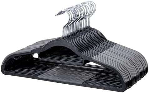 30 Pack Coat Hangers, Space-Saving, Non-Slip, Sturdy Heavy Duty Hangers for Suit, 360° Swivel Hook, 0.2 Inches Slim Plastic Clothes Hangers for Suit, Black and Dark Gray
