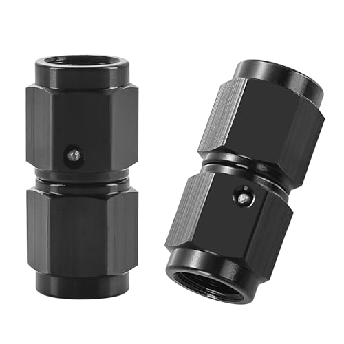 EVIL ENERGY 3AN Female to 3AN Female Straight Swivel Coupler Union Fitting Adapter Aluminum Black 2PCS