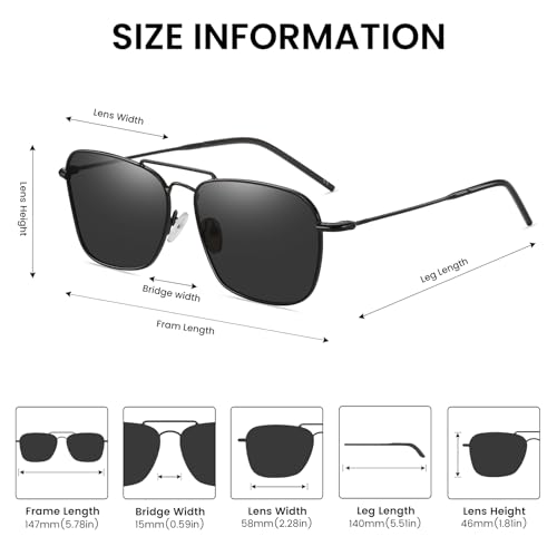 Image of DUCO Reverse Lenses Square Sunglasses for Men Women,Retro Polarized Sun Glasses Classic Shades Double Bridge DC3046