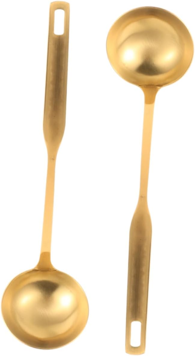 2 Pack Golden Stainless Steel Soup Ladles for Hotpot Stews