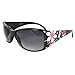 MLC EYEWEAR ® Rectangle Fashion Sunglasses Black Frame in Flower Pattern Design Purple Black Lenses.