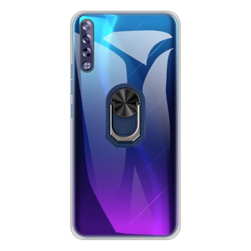 UOGNADGD Case and Ring Holder for Tecno Phantom 9 - Clear+Blue