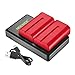 Neewer NP-F550 Battery Charger Set for Sony NP F970,F750,F770,F960,F550,F530,F330,F570,CCD-SC55,TR516,TR716,TR818,TR910,TR917 and more (2-Pack Replacement Battery Kit,Dual Slot Charger)Red