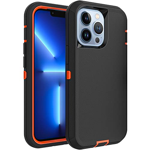 Image of Case for iPhone 12 Pro Max, Heavy-Duty Tough Rugged Shockproof Drop Protective Cover Phone Cases, Black+Orange