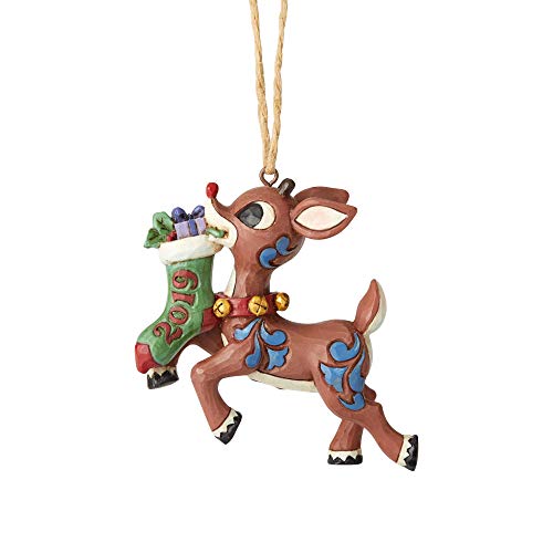 Enesco Rudolph Traditions by Jim Shore 2019 Stocking Hanging Ornament, 3.3 Inch, Multicolor