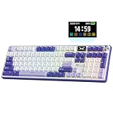 RK ROYAL KLUDGE S104 Wireless Mechanical Keyboard w/Screen & Knob, Tri-Mode 101 Keys Full Size Top Mount RGB Gaming Keyboard BT/2.4G/USB-C, 8000mAh Battery, Web Driver, Hot Swap Custom Linear Switch