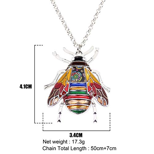 Weveni Alloy Cute Cicada Necklace Pendant Chain Insect Charms For Women Girls Kids Enamel Jewelry Gifts (Red) #TOP5