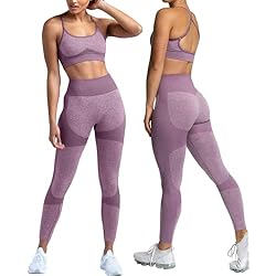 Conjunto Deportivo 2 Piezas Yoga Traje Deportivo Conjunto de Leggings y Top Deportivo Conjunto de Yoga Verano sin Costuras para Fitness 5 C K CrisKat Conjunto Deportivo 2 Piezas Yoga Traje Deportivo Conjunto de Leggings y Top Deportivo Conjunto de Yoga Verano sin Costuras para Fitness (S, Morado)