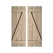 Ekena Millwork SHUBJZ Faux Wood Shutters (Per Pair) Rustic Joined n-Batten w/Z-Board, 16 1/2"W x 70"H, Rough Sawn