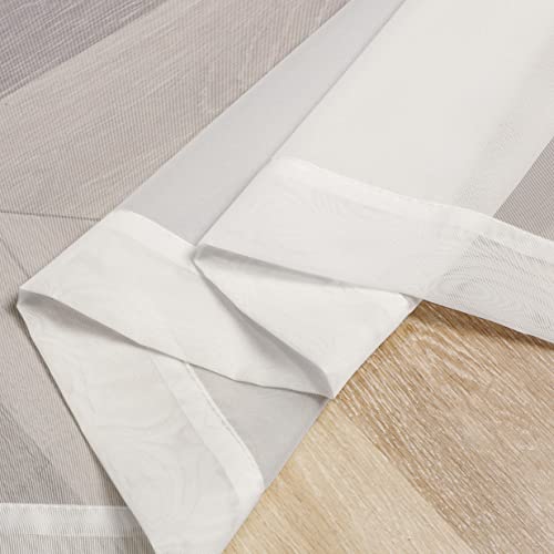 Image of Chyhomenyc Ivory Sheer Scarf Valances for Windows 216 Inch Extra Long, Window Scarf Drapes Rod Pocket Backdrop for Wedding Arch Draping /Party /Canopy Bed /Living Room, 2PC, 18 Feet Length