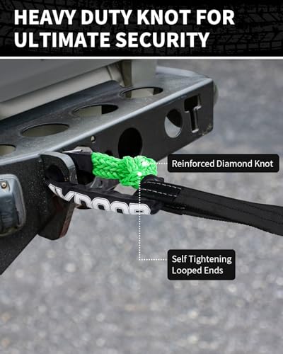 Image of DAYDOOR 56,000 LBS Soft Shackles, 1 /2 inch x 22 inch (2-Pack) Rope Shackles for Recovery, Winch Accessory for Jeep Wrangler, Bronco, 4Runner, Tacoma, ATV /UTV /Jeeps /SUVs, 4x4 Off-Road(Green)
