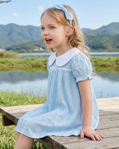 Image of Kucnuzki Baby Girl Clothes Cute Spring Summer Sun Dresses Toddler Casual Puff Sleeve Floral Dress Girls Summer Outfits