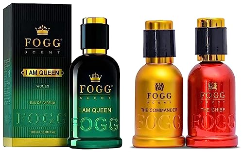 Image of Fogg Scent Chief & Commander For Men, 100ml (Combo Of 2) & Fogg Women's Long-Lasting Fresh & Floral Fragrance I Am Queen Scent, Eau De Parfum - 100ml