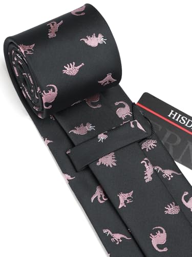 Image of HISDERN Ties for Men Classic Animal Tie and Pocket Square Set Jacquard Woven Silk Neckties Handkerchief Wedding Party