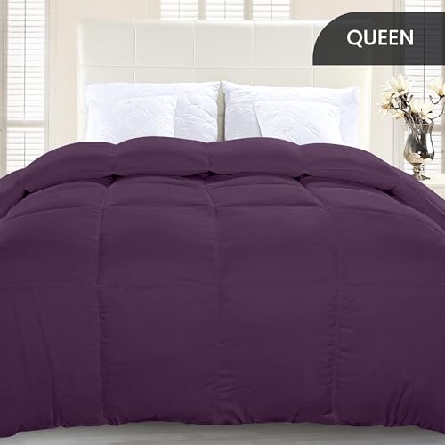 Utopia Bedding Comforter Duvet Insert, Quilted Comforter with Corner Tabs, Box Stitched Down Alternative Comforters Queen Size (Plum)