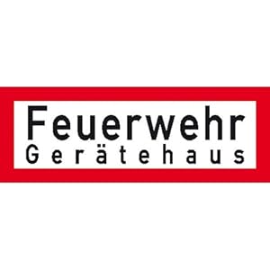Indigos UG Aufkleber Hinweisschild Brandschutz Feuerwehr Gerätehaus - 29,7x10,5 cm - selbstklebender Sicherheits Aufkleber für Tür oder Wand - Warnschild für Gebäude, Hotel, Büro, Firma, Haus, Praxis
