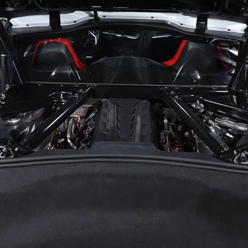 Image of CHEAYAR Engine Bay Panel Cover Compatible with Chevrolet Corvette C8 2020-2023, Engine Shroud Cover Panel Trims, C8 Accessories 2PCS (Engine Rod - Black)