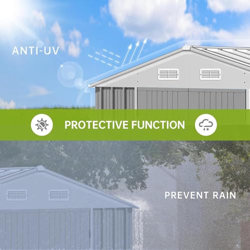 Metal Outdoor Storage Shed - Waterproof and UV-Resistant Garden Shed Featuring an Enhanced Frame Design and Lockable Double Doors | Sturdy Utility and Tool Storage Solution for Your Backyard, Garden,