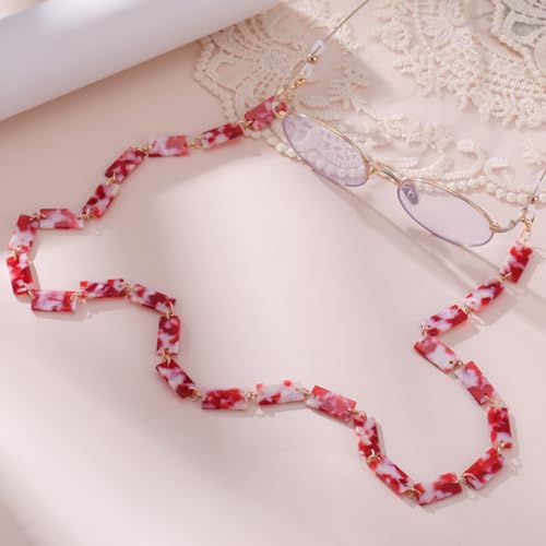 Image of kkjoy Acrylic Glasses Chain Colourful Squares Beach Holidays Sunglasses Holder Strap Eyeglass Lanyards for Women Men