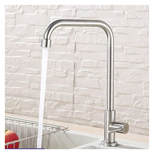 Robinet de cuisine en acier inoxydable 304 gris clair rotatif à 360 degrés