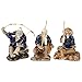 Happyyami Fishing Accessories Terrarium Decor 3pcs Mini Fisherman Figurines Ceramic Chinese Fishing Statue Ornament for Fish Tank Micro Landscape Bonsai Fishing Accessories Terrarium Decor