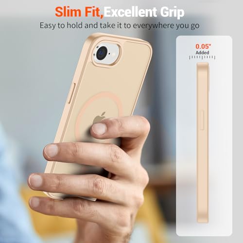 Image of SUPFINE Magnetic for iPhone 16e Case 2025 (Compatible with MagSafe)(Military Grade Drop Protection) Slim Translucent Matte Shockproof with Anti-Fingerprint Phone Case,Sand Pink