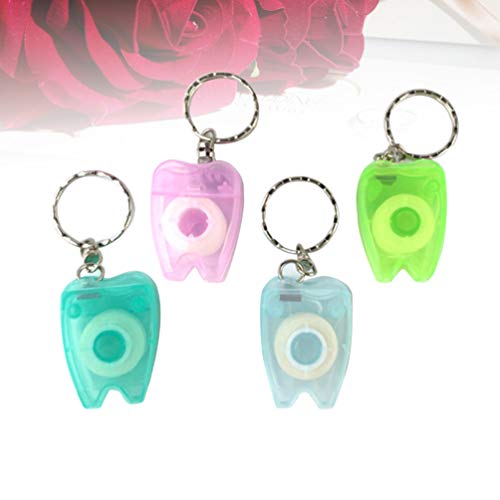 Milisten 4 Pcs Portátil de Hortelã Fio Dental Com Chaveiro Fita Dental Fio Mini Recipiente de Fio De
