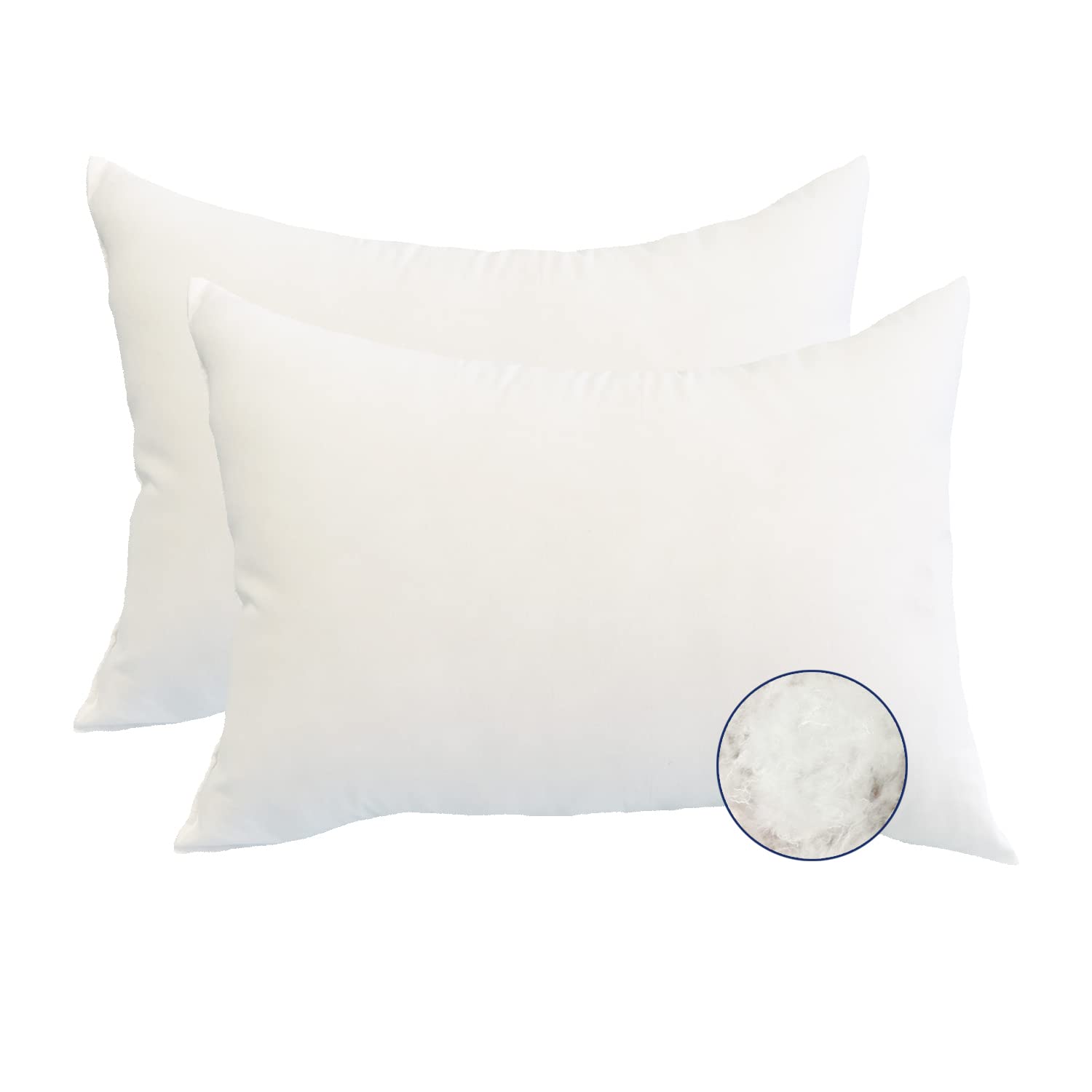 Homey CozySet of 2 Premium White Hypoallergenic Down Alternative Throw Pillow Insert, 14"x20", 2 Count