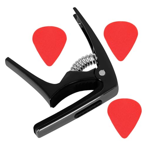 ERINGOGO Guitar Capo Clip 3-in-1 Metal Universal Capo with Electronic Tuner and 3 Random Color Picks for Acoustic, Electric, Classical Guitar and Ukulele Players