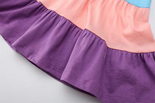 Image of HILEELANG Toddler Little Girl Summer Dress Sleeveless Cotton Casual Flower Shirt Playwear Jumper Skirt Sundress