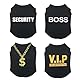 4-Teilige Hundehemden Kleidung 4pcs T-Shirt für Kleinen Hund Atmungsaktive Sicherheit VIP Boss Gold Halskette Hemden Kühle Sommer Baumwolle Weste Welpen Mittlere Katze