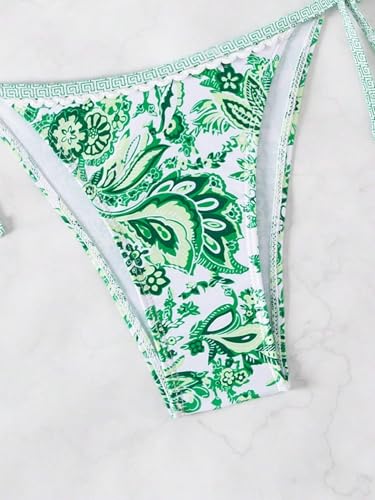 Image of BYFINECANY Women's Floral Printed Bathing Suit Halter Paisley Summer Swimsuit Bikinis Set