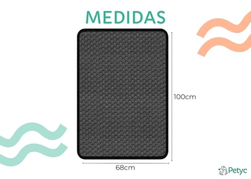 Tapete Coletor De Areia Higiênico Tamanho EXG 100x68 Preto PETYC Caixa de Areia Para Gatos Anti Suje