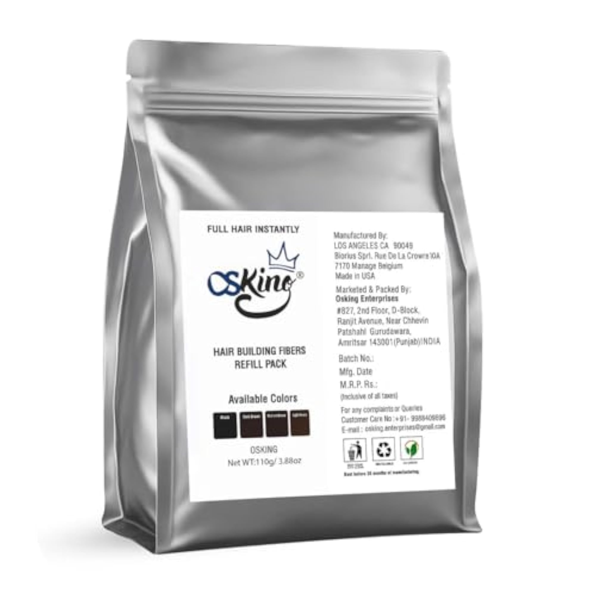 Osking Hair Loss Concealer Refill Pack, 110 Grams (Black)