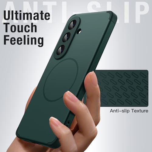 Image of JETech Magnetic Cover Case for Samsung Galaxy S26, Compatible with MagSafe, Dual-Layer Heavy Duty Shockproof Phone Cover, Camera Lens Full Protection, Anti-Scratch Hard PC Back (Midnight Green)