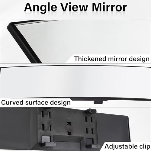 Image of Rear View Mirror, Universal 11.4 Inch Interior Clip On Panoramic Convex Mirrors for Car Accessories, HD Anti Glare Wide Angle and Reduce Blind Spot, Extended Rear View Mirror for Cars, SUVs, Trucks