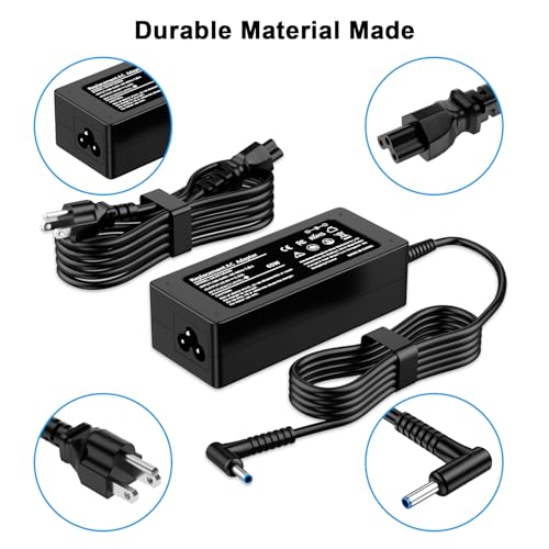 Image of Laptop Charger Compatible with HP Laptop Charger 65W 45W Computer Charger Smart Blue Tip Fast Power Adapter 6FT AC Cord