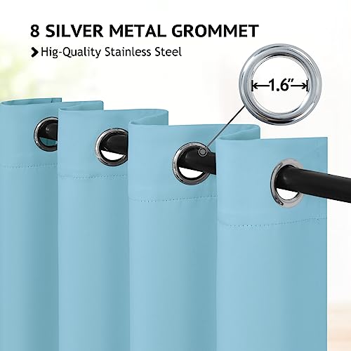 Image of COSVIYA Grommet Room Darkening Sky Blue Curtains 84 inch Long for Bedroom | Light Blocking Insulated Thermal Curtains for Living Room, Blackout Thick Polyester Window Drapes,52x84 inches, 2 Panels