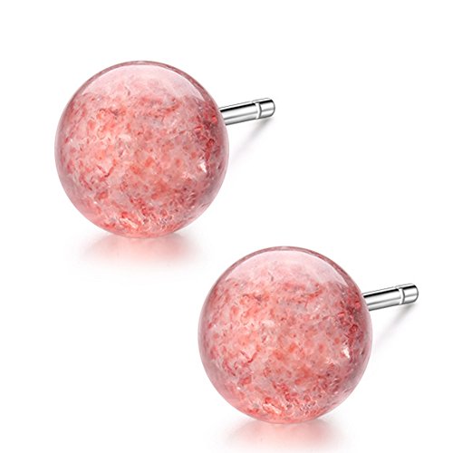 Cristal de Fraise Boucles d'oreilles en Argent 925 pour Style Quotidien