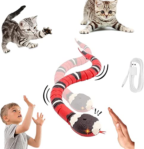 Werakou Juguete eléctrico de Serpiente para Gatos, Juguete eléctrico, Juguete para Gatos, Juguete de Inteligencia, Serpiente Recargable por USB, Juguete para Gatos con Sensor Inteligente Cover