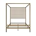 LUMISOL Queen Metal Canopy Bed with Tall Velvet Fabric Upholstered Headboard, 4-Poster Bed Canopy Bed Frame, Queen Canopy Platform Bed Metal, Box Spring Needed, Gold