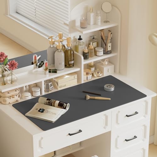 Image of Aothia Faux Leather Desk Mat - Large Mouse Pad, Non-Slip PU Leather Blotter, Waterproof Writing Surface for Office and Home (Grey, 47.2 inch x 23.6 inch)
