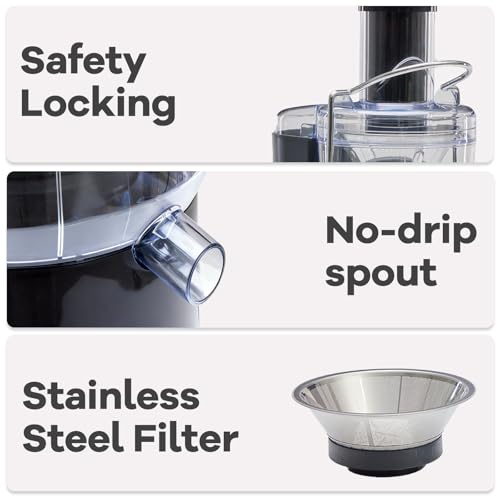 Image of OLIXIS Centrifugal Juicer Machines, 480W Juice Extractor with 2.6 inch Feed Chute for Vegetable and Fruit, Electric Juicer with Dual-Speed Quick Juicing, Easy to Clean, BPA-Free, Black